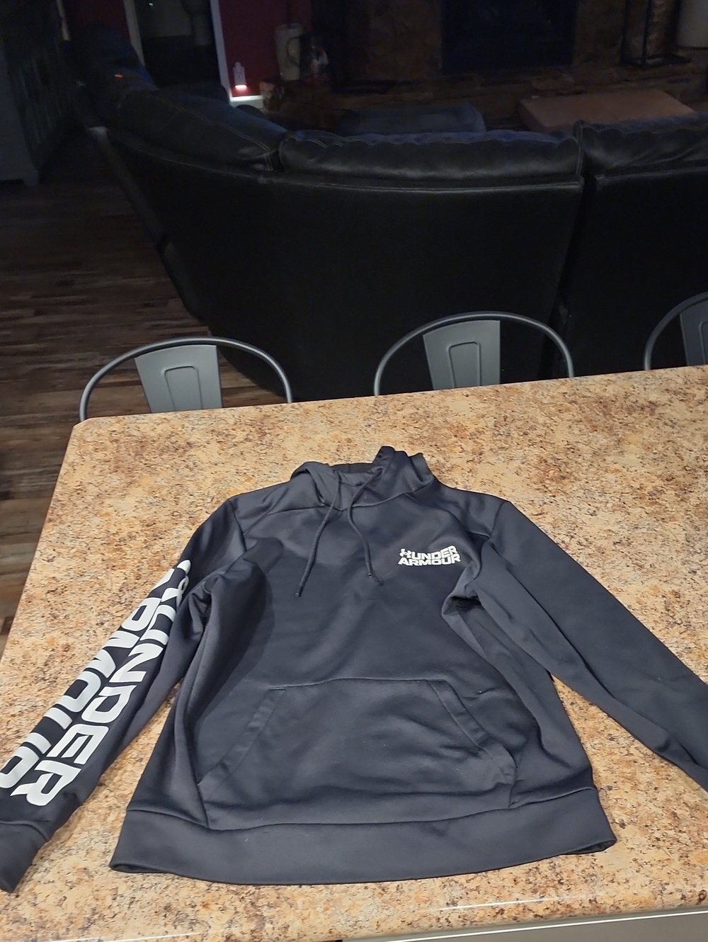 Under Armour Mens Black Hoodie with Bold Sleeve Logo